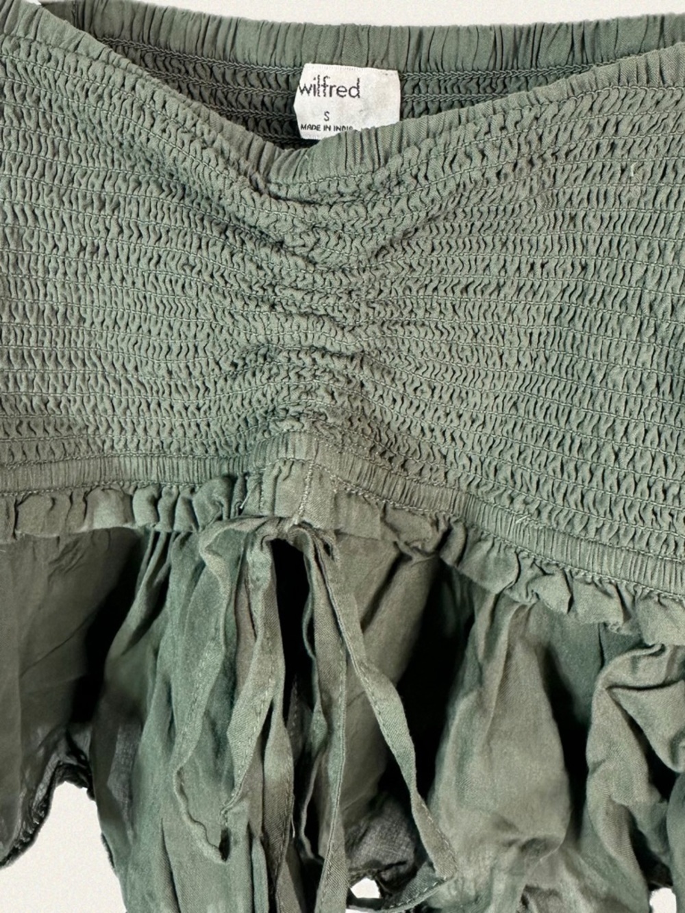 Olive Green Smocked Ruffle Cami Top - Picture 7 of 7